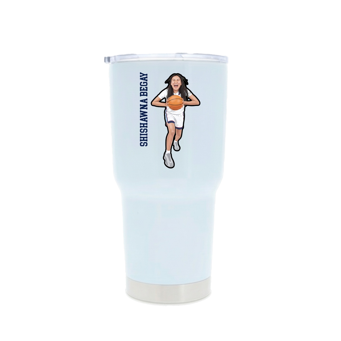 30oz Stainless Steel Tumbler — Name Vertical in White