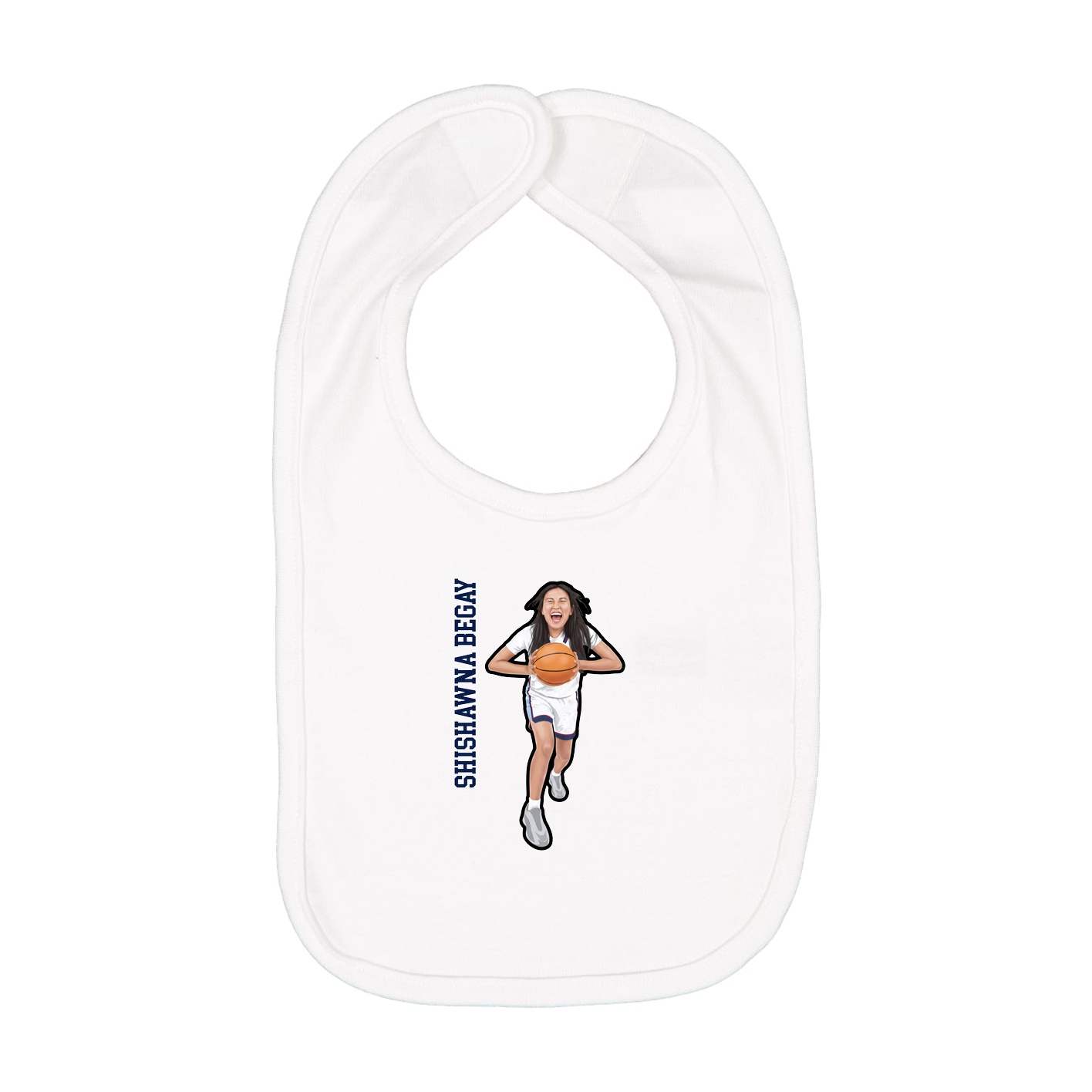 Infant Bib — Name Vertical in White