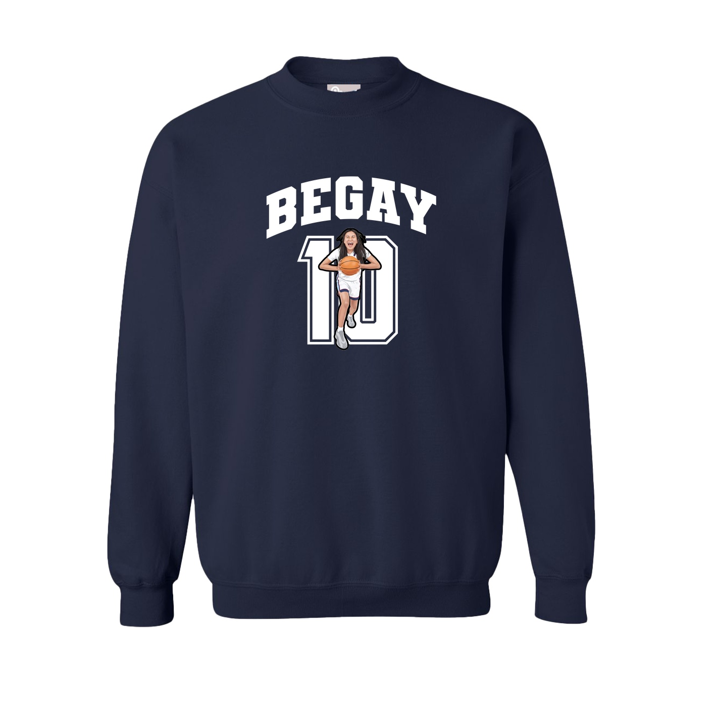 Fleece Crew — Number in Navy