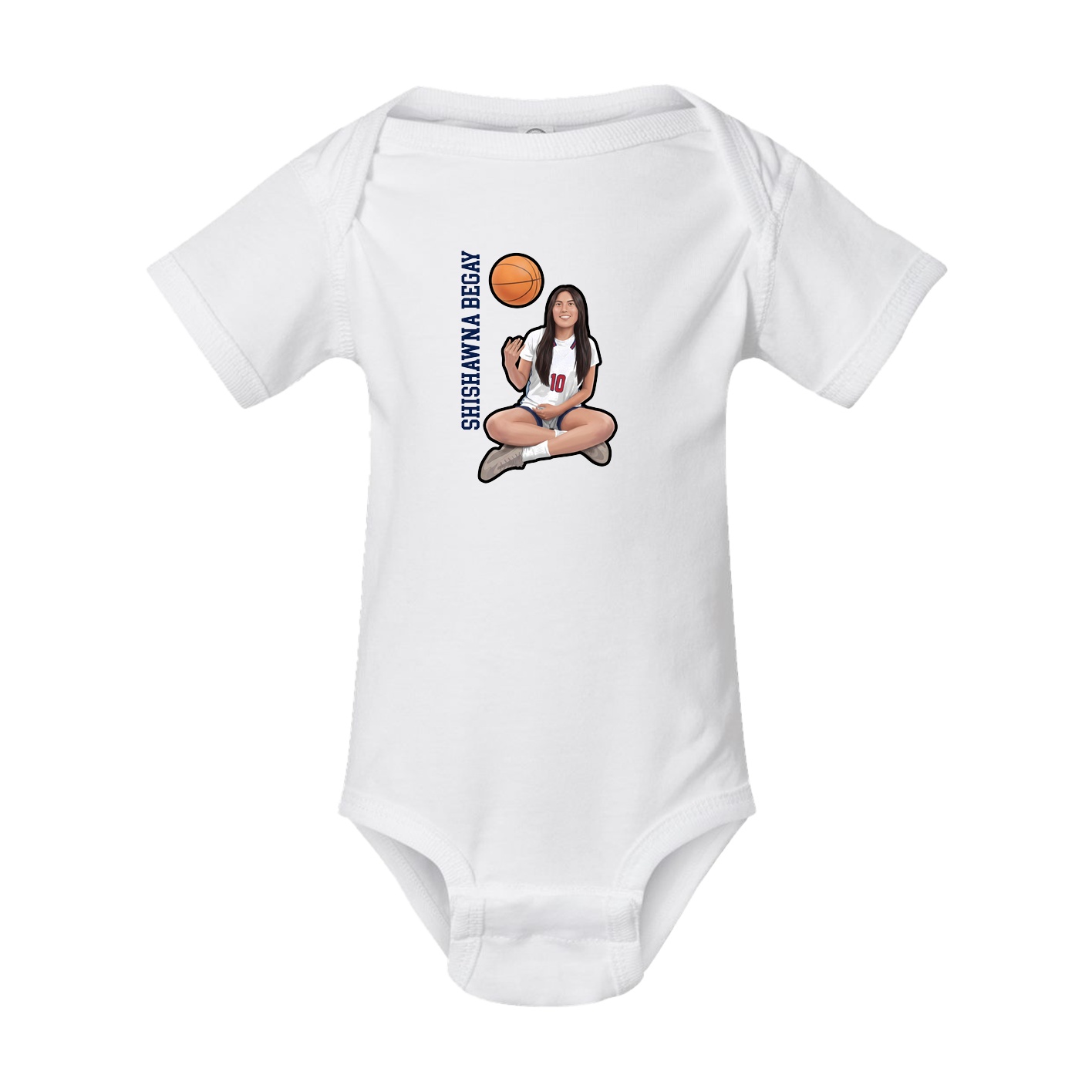 Baby Onesie — Name Vertical in White