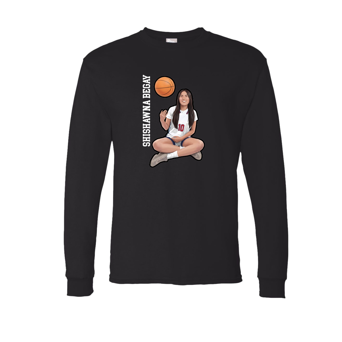 Long Sleeve Tee — Name Vertical in Black
