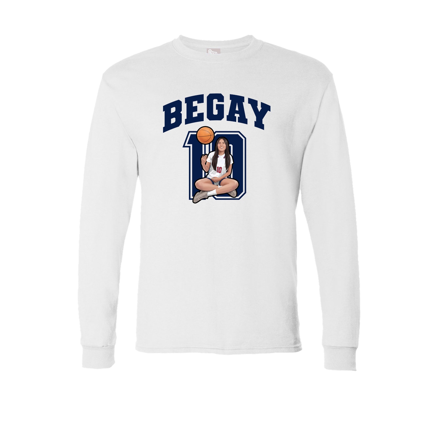 Long Sleeve Tee — Number in White