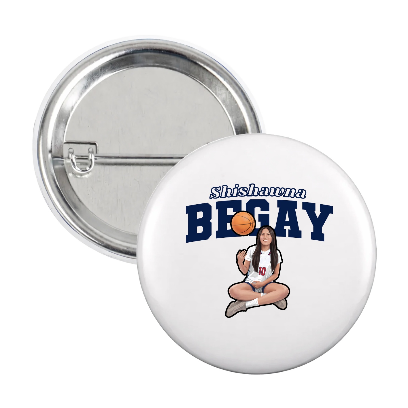 Game Day Button — Name Arch in White