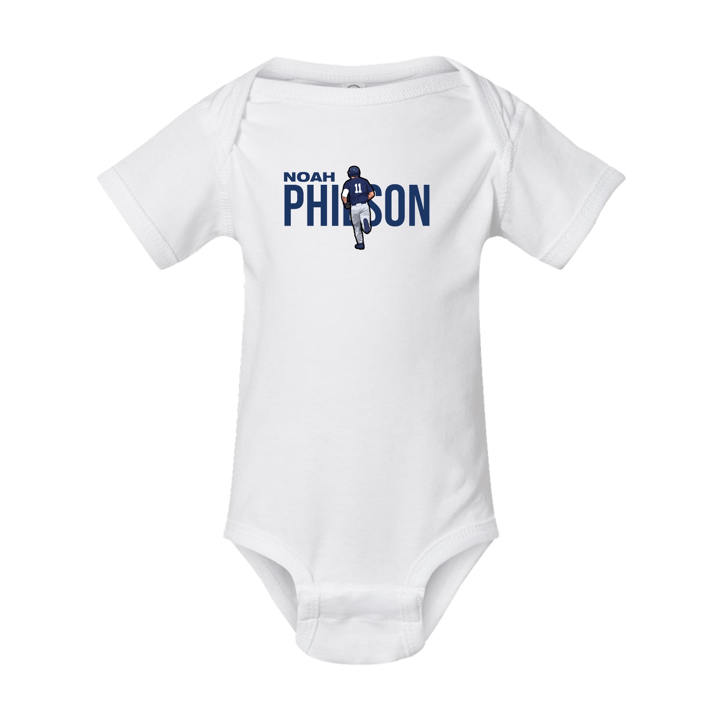 Baby Onesie — Player Name in White