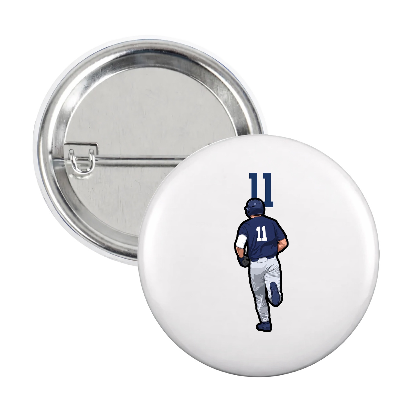 Game Day Button — Number Top in White