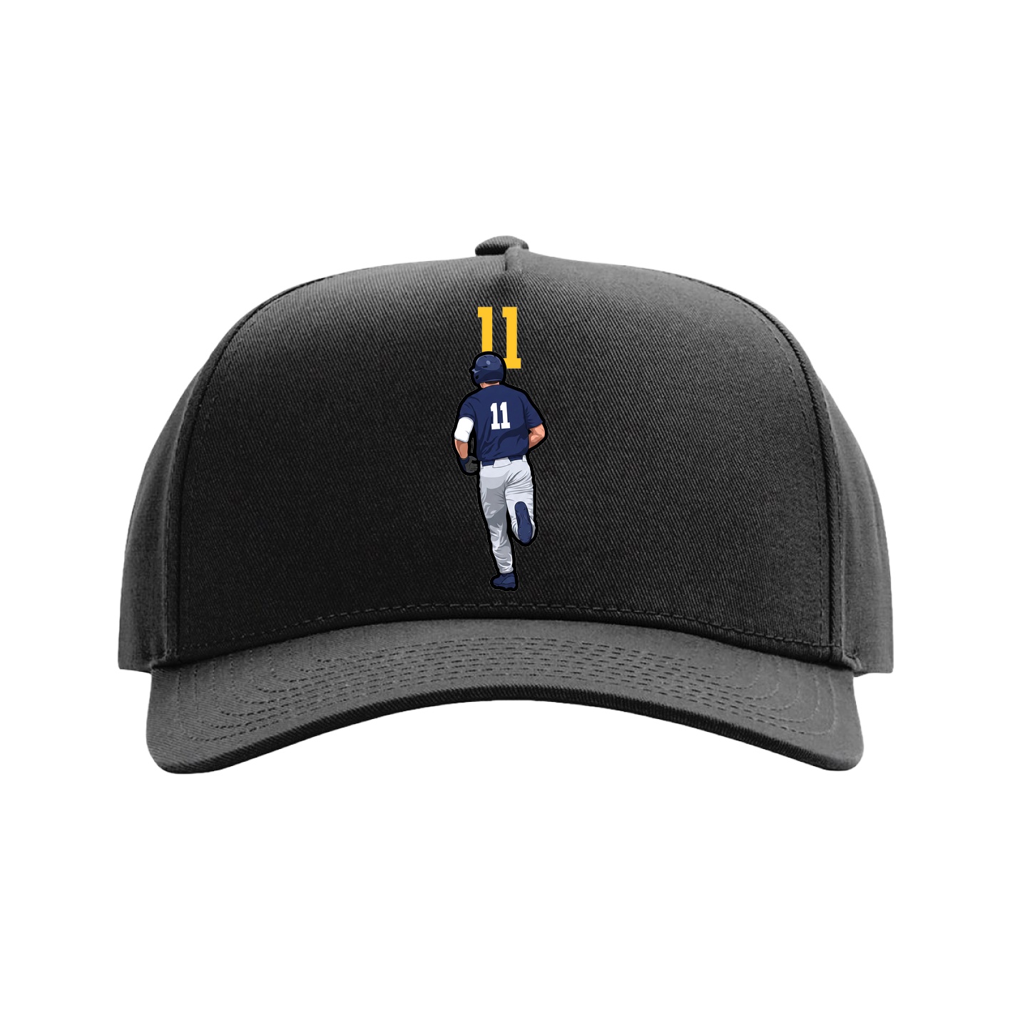 Full Fabric Five-Panel Champ Cap — Number Top in Black