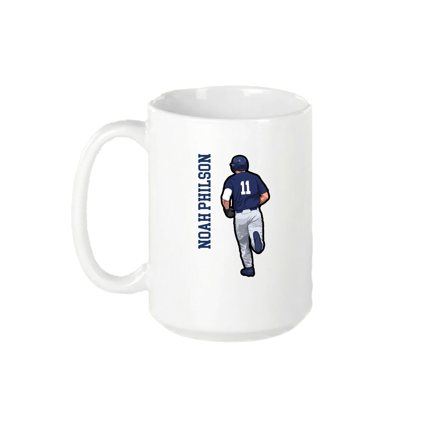 15oz Coffee Mug — Name Vertical in White