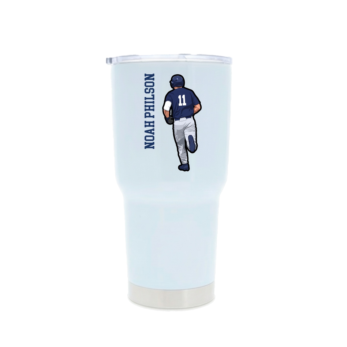 30oz Stainless Steel Tumbler — Name Vertical in White