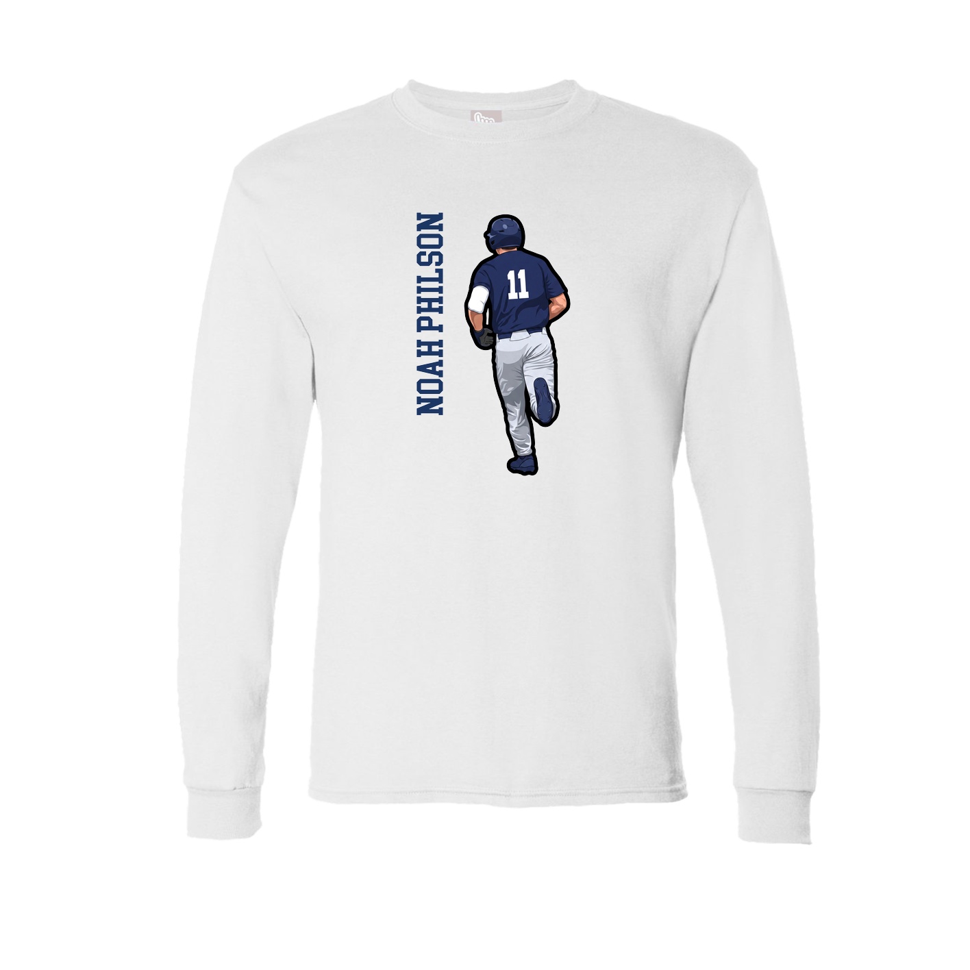 Long Sleeve Tee — Name Vertical in White