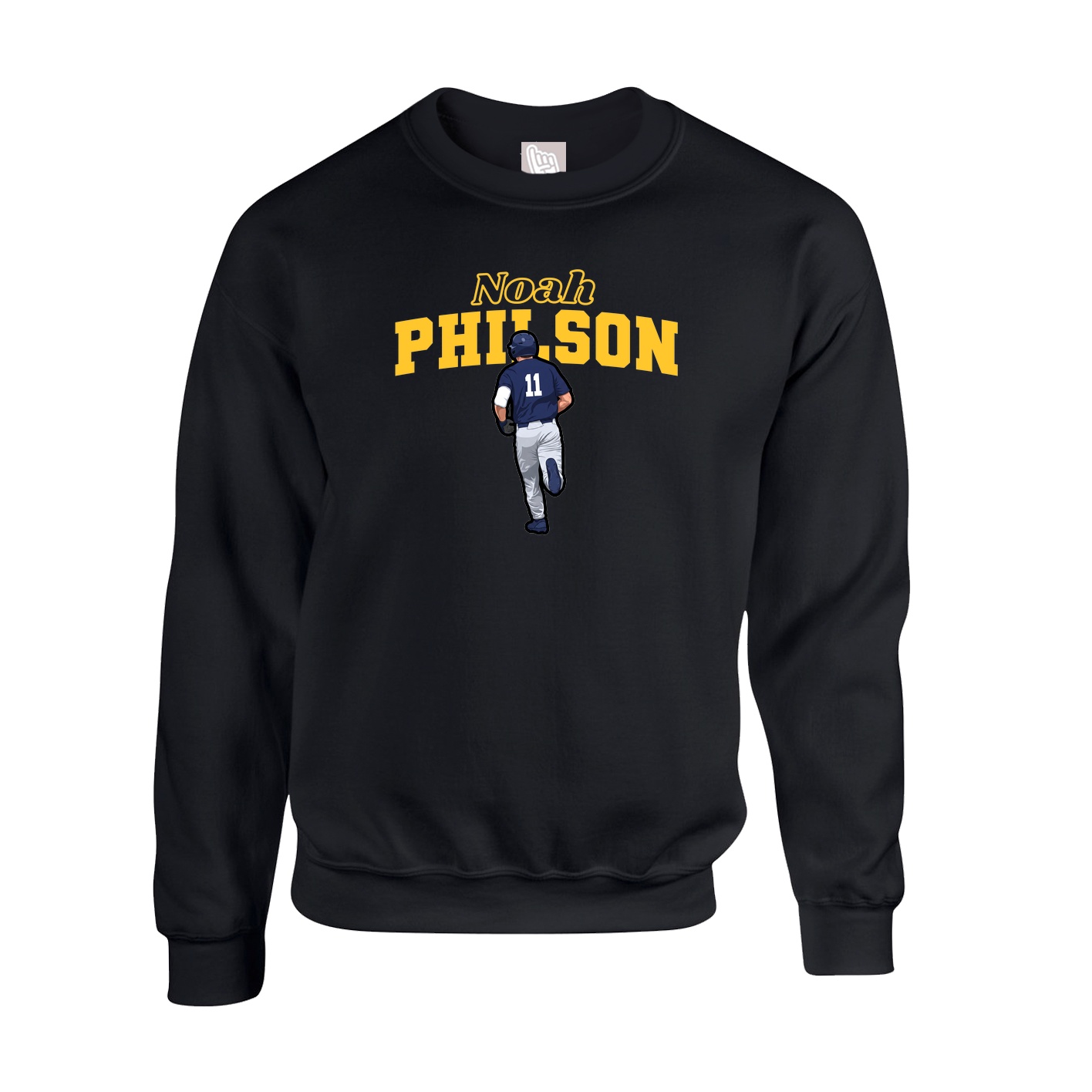 Fleece Crew — Name Arch in Black
