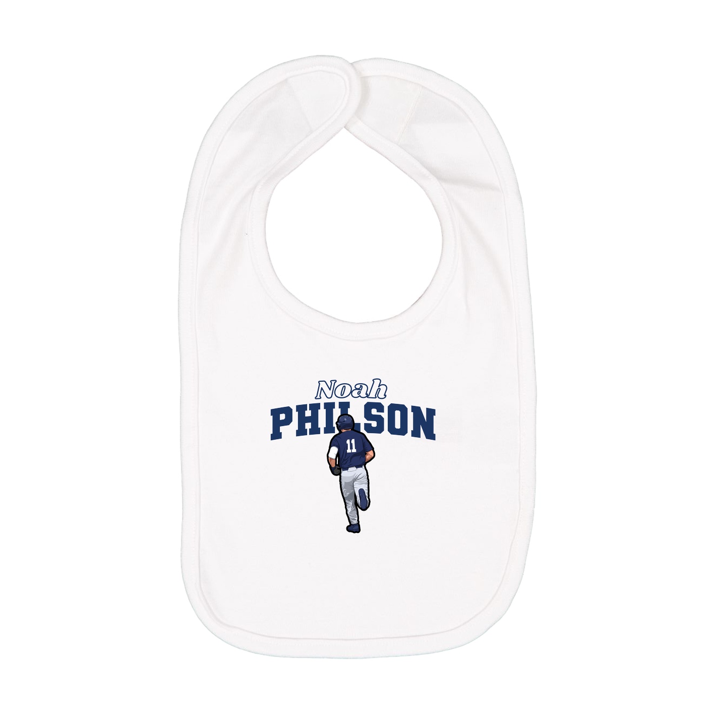 Infant Bib — Name Arch in White
