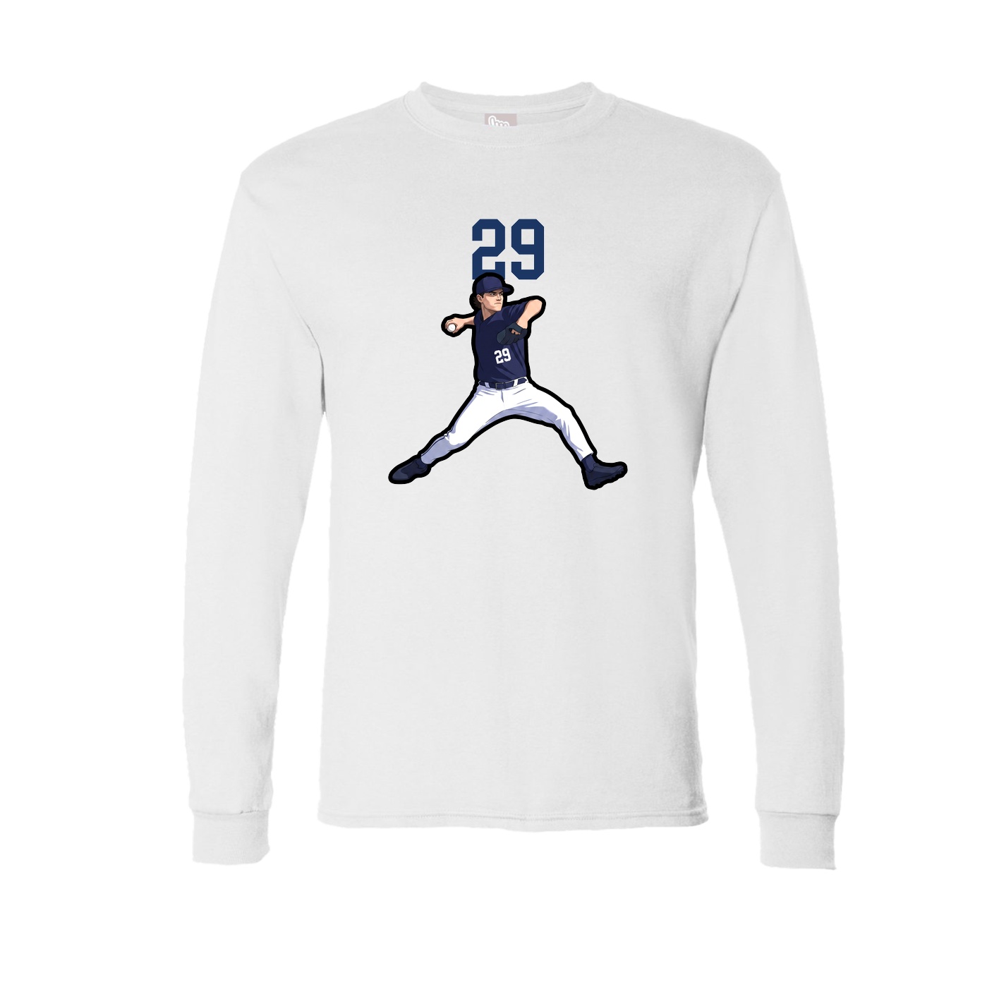 Long Sleeve Tee — Number Top in White