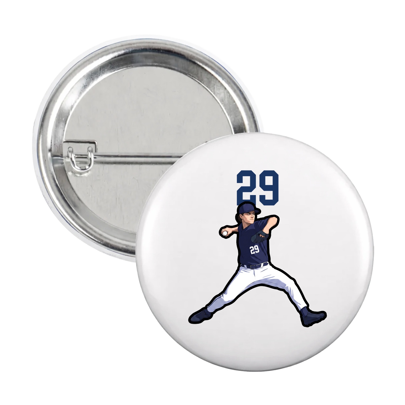 Game Day Button — Number Top in White
