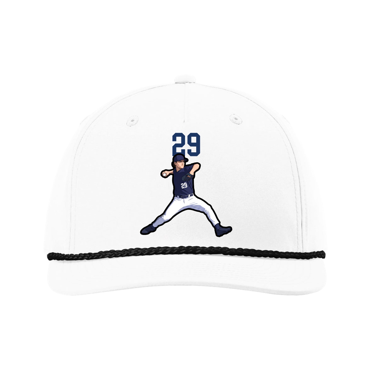 Five-Panel Classic Rope Cap — Number Top in White