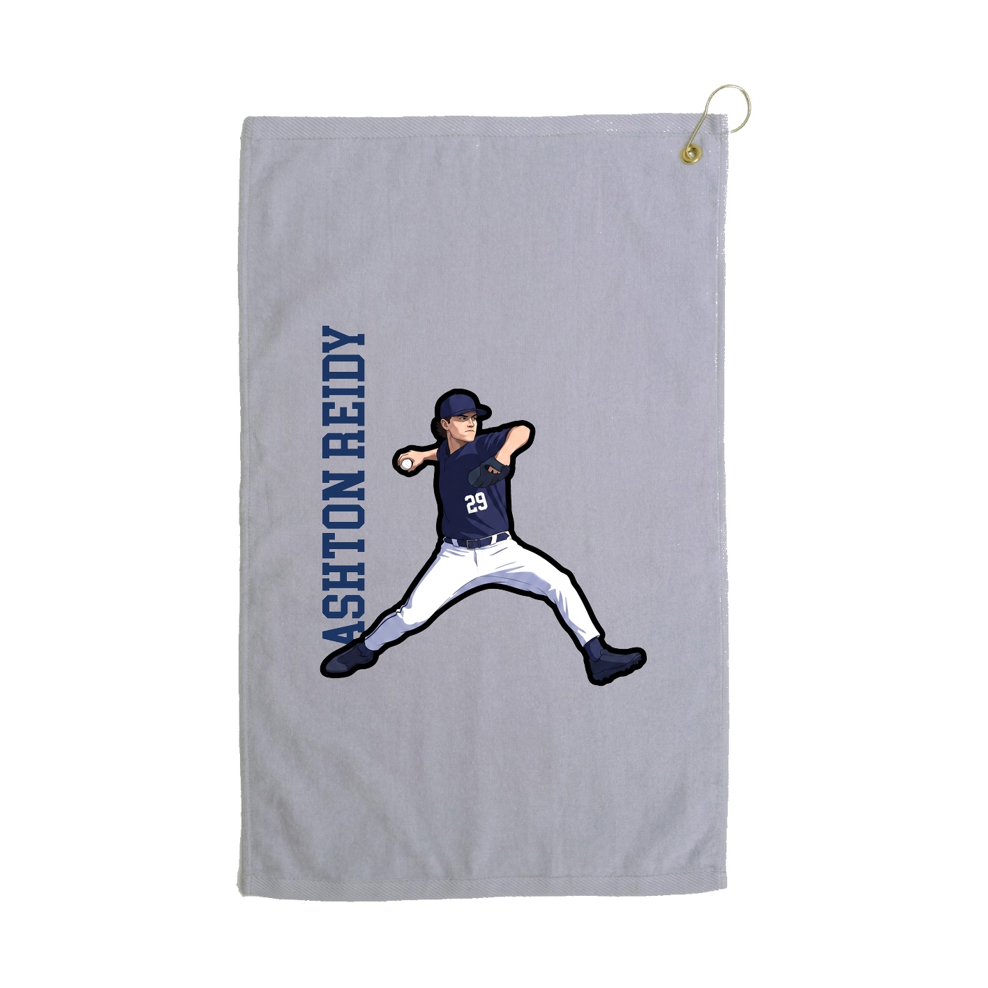 Golf Towel — Name Vertical in Grey