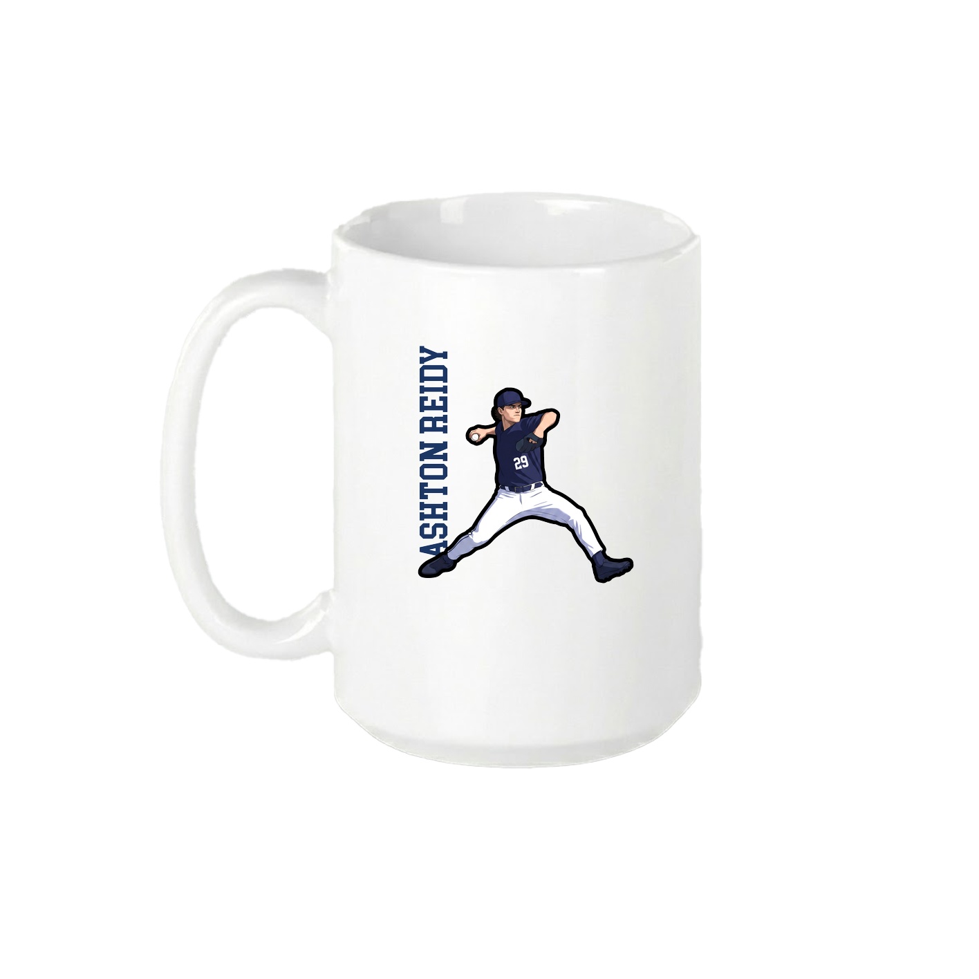 15oz Coffee Mug — Name Vertical in White
