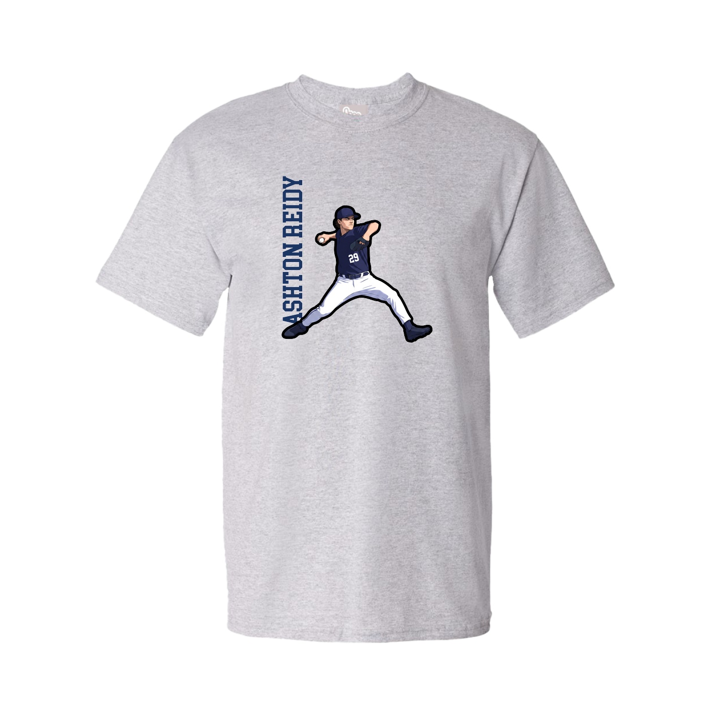Youth Tee — Name Vertical in Grey