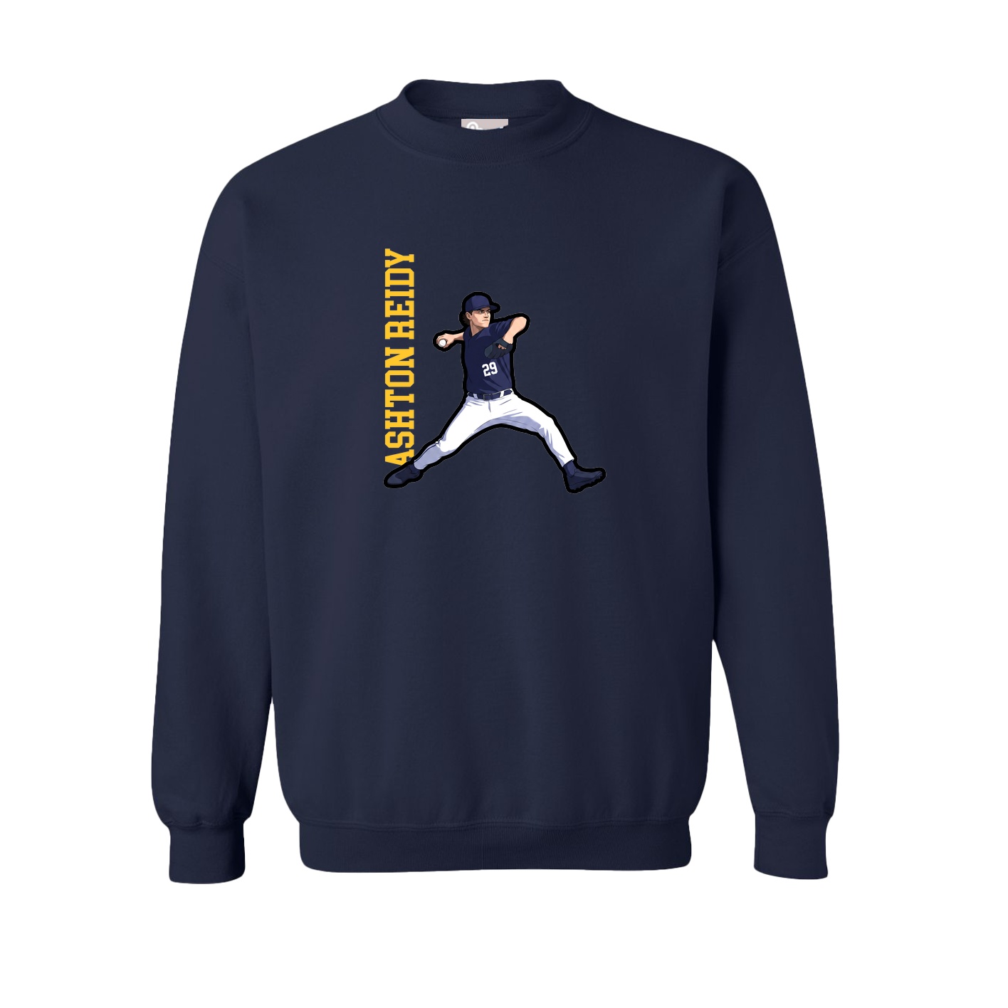 Fleece Crew — Name Vertical in Navy