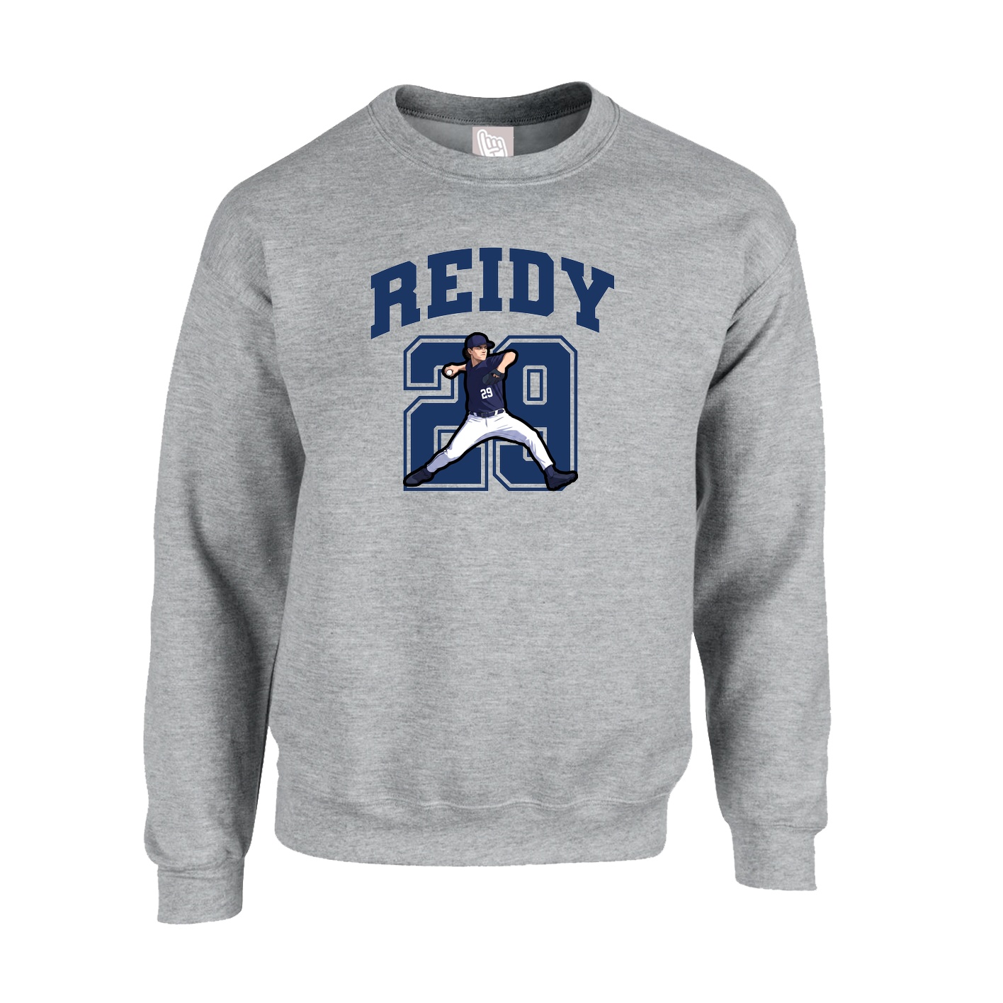 Fleece Crew — Number in Grey