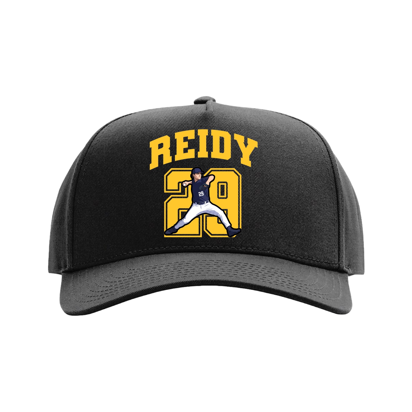 Full Fabric Five-Panel Champ Cap — Number in Black
