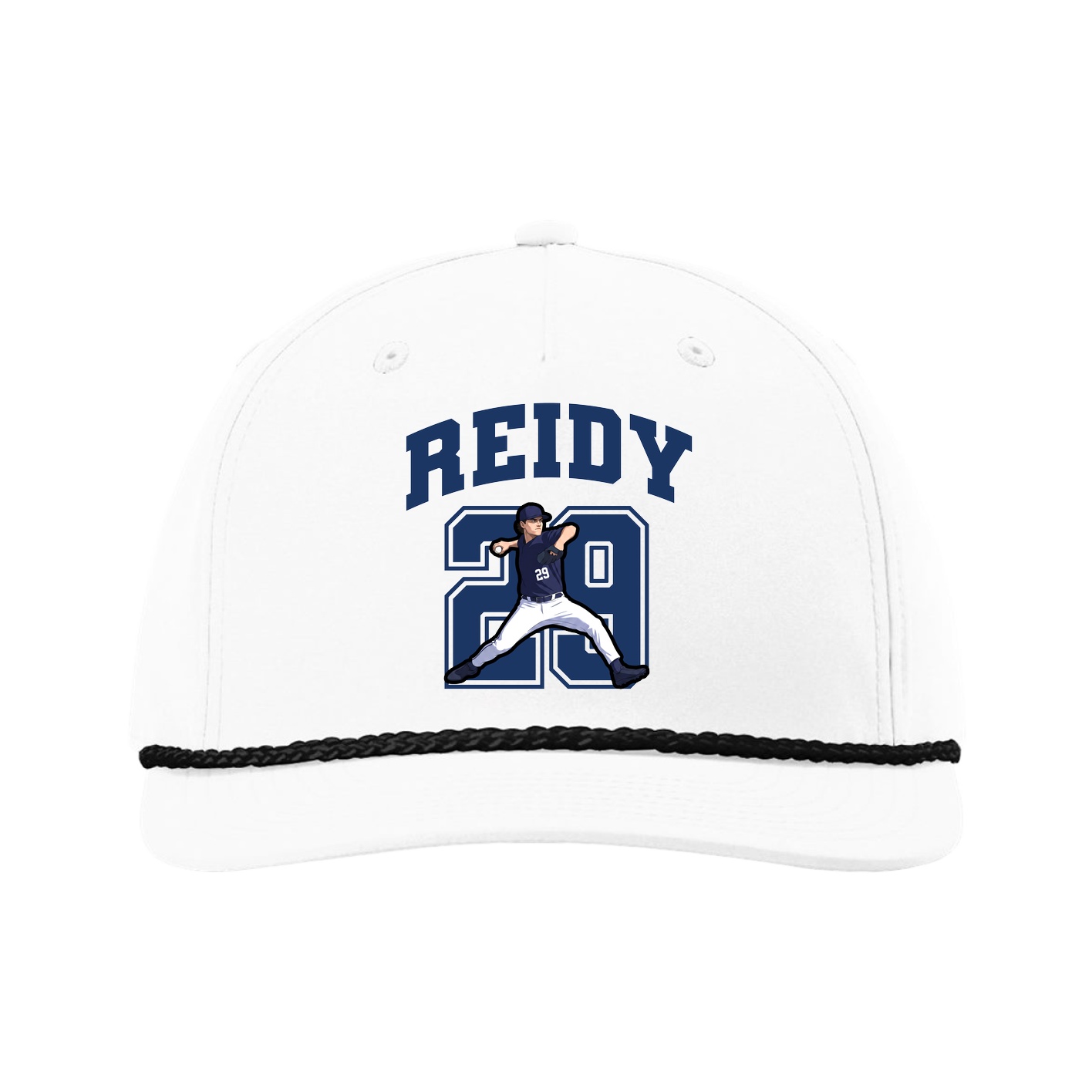 Five-Panel Classic Rope Cap — Number in White