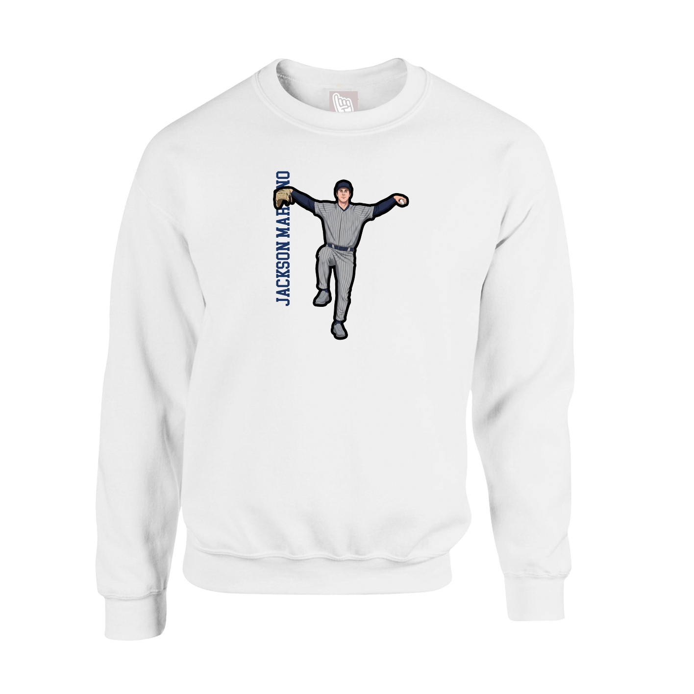 Fleece Crew — Name Vertical in White