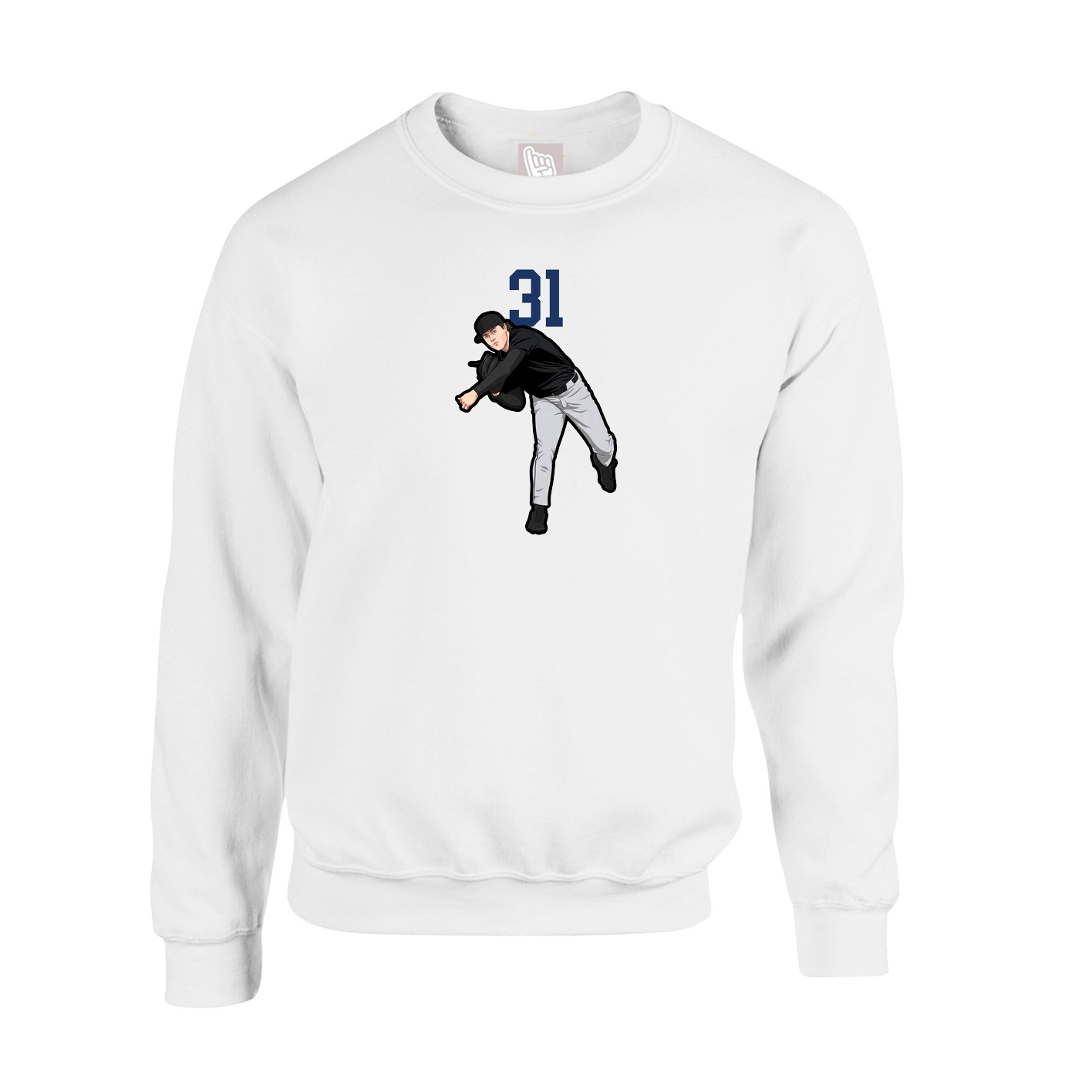 Fleece Crew — Number Top in White