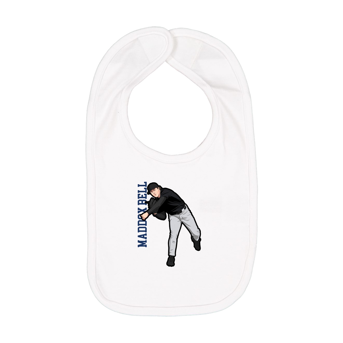 Infant Bib — Name Vertical in White