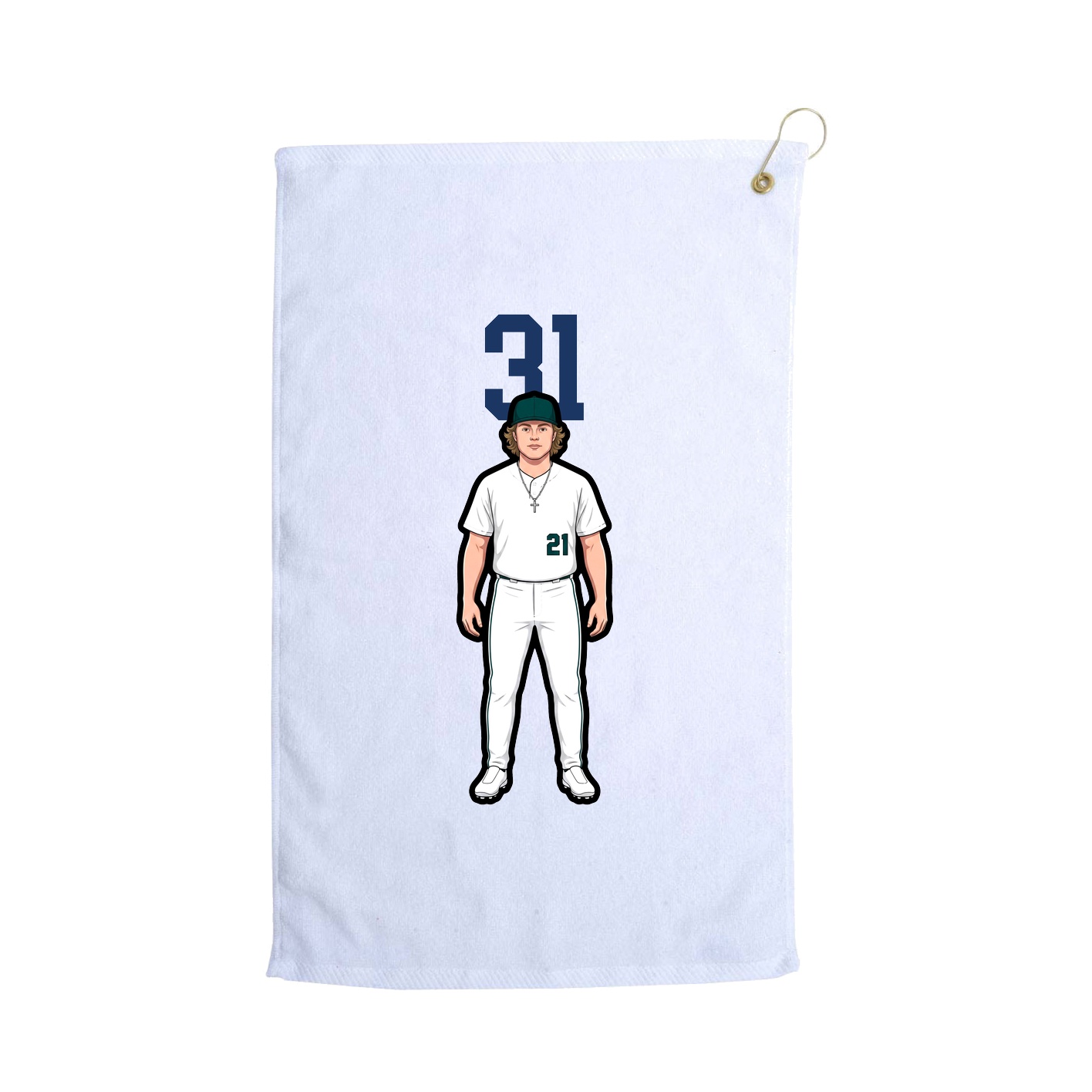 Golf Towel — Number Top in White
