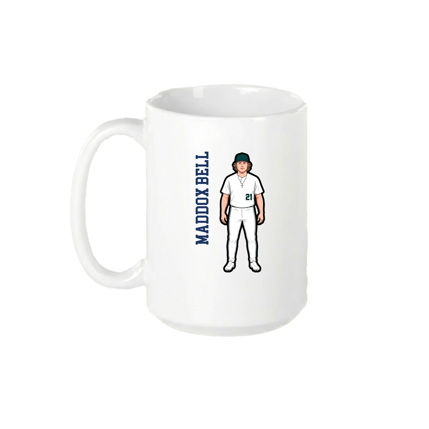 15oz Coffee Mug — Name Vertical in White