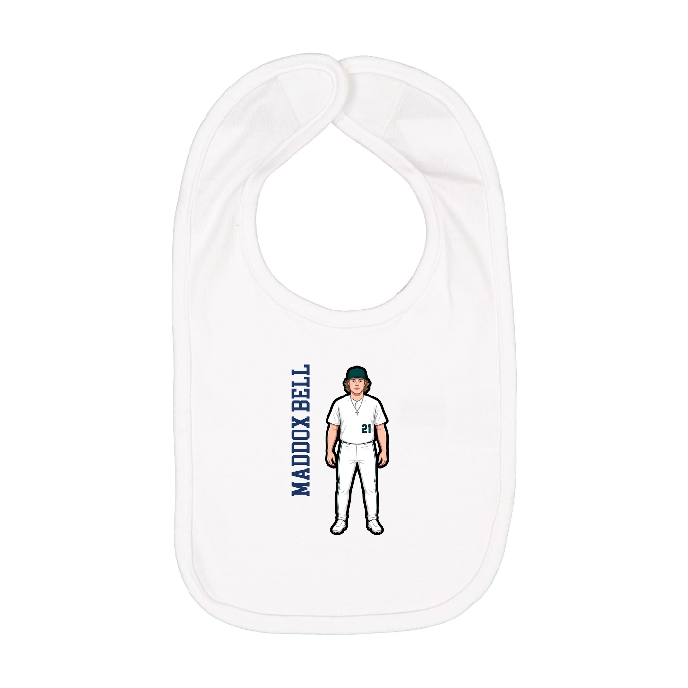 Infant Bib — Name Vertical in White