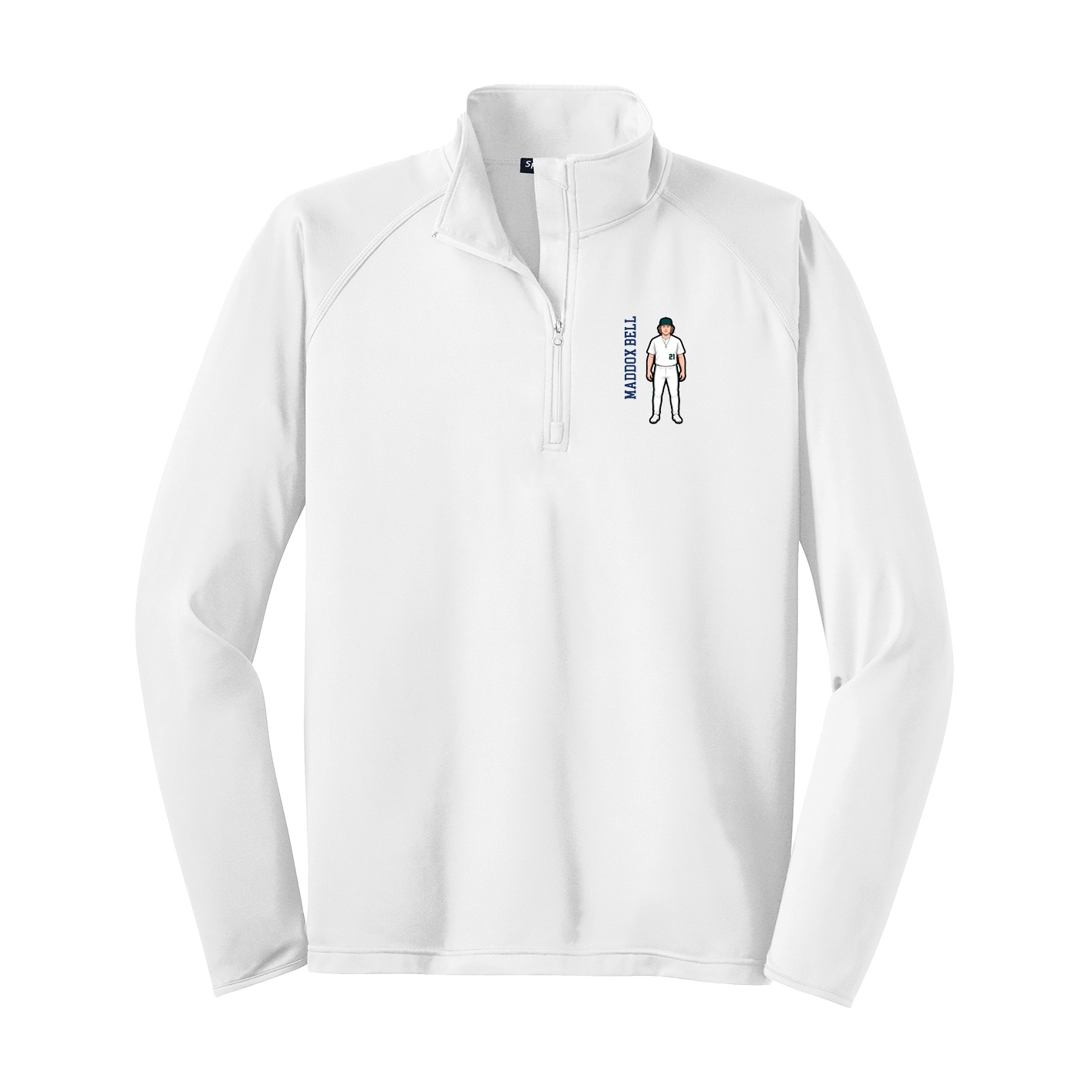Q-Zip Pullover — Name Vertical in White