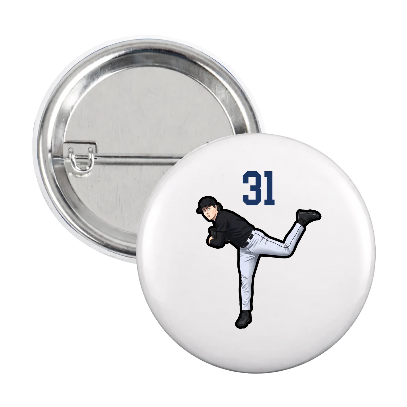 Game Day Button — Number Top in White