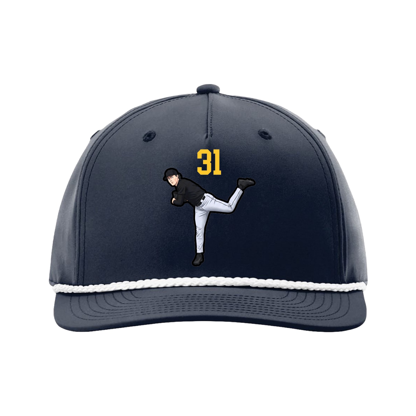 Five-Panel Classic Rope Cap — Number Top in Navy