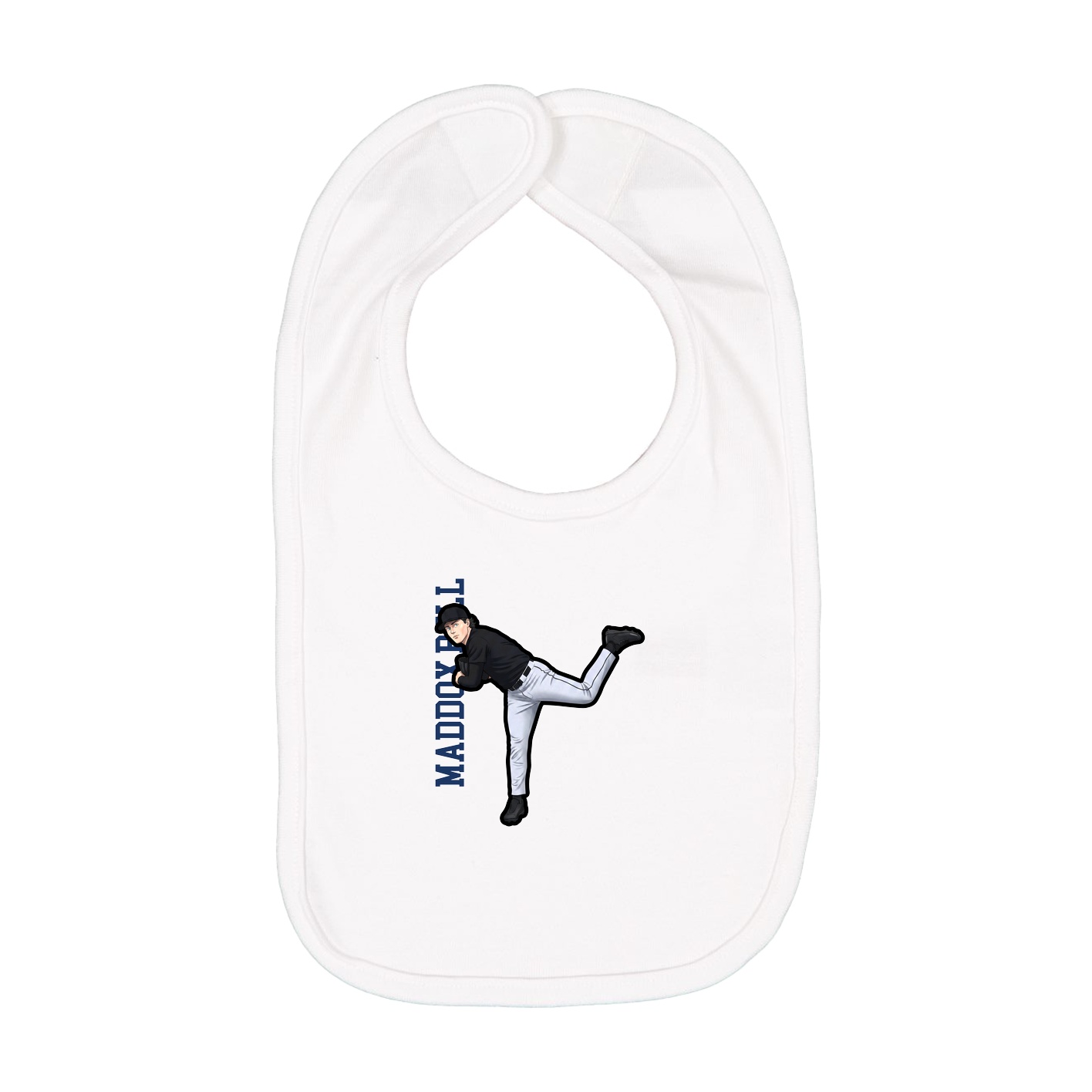 Infant Bib — Name Vertical in White