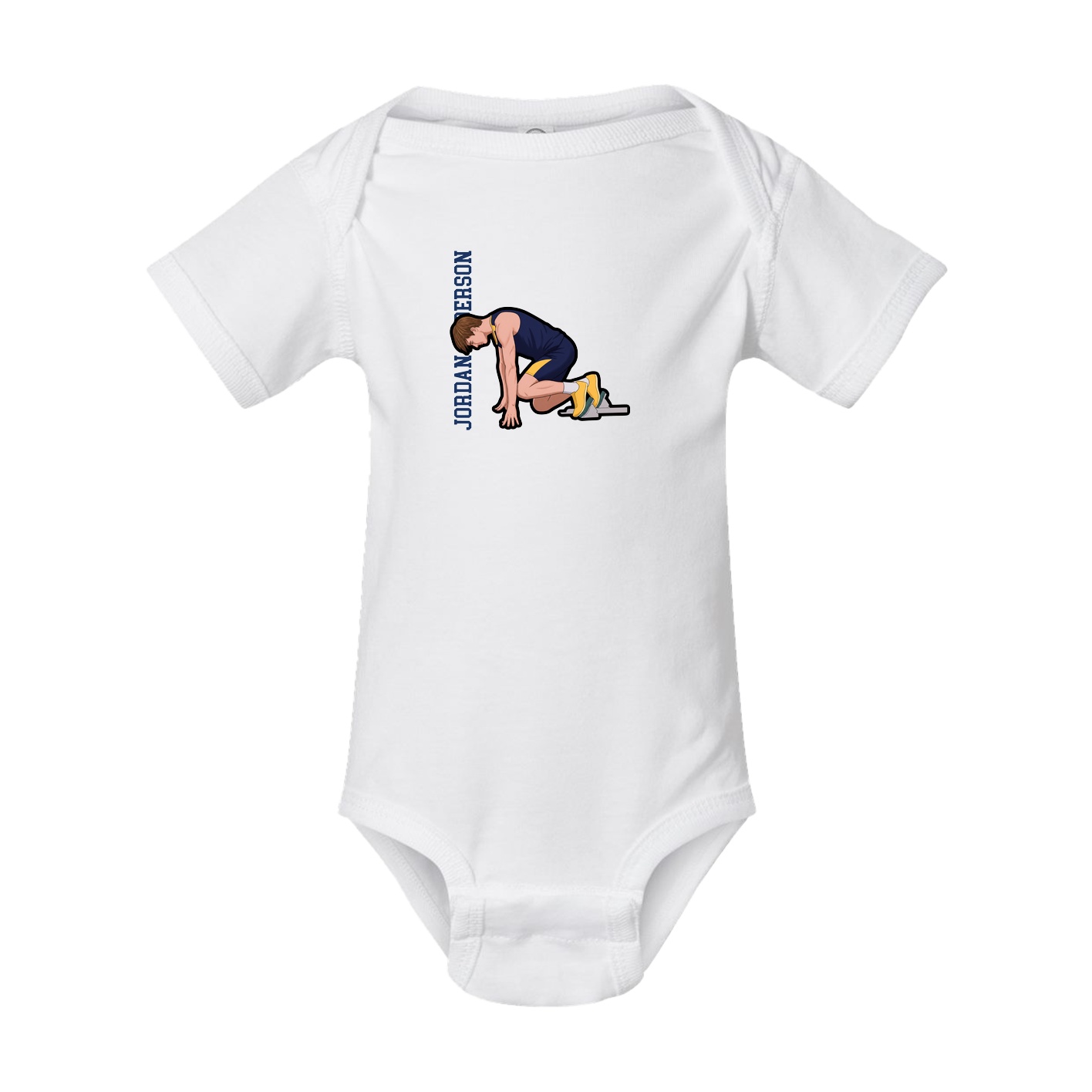 Baby Onesie — Name Vertical in White