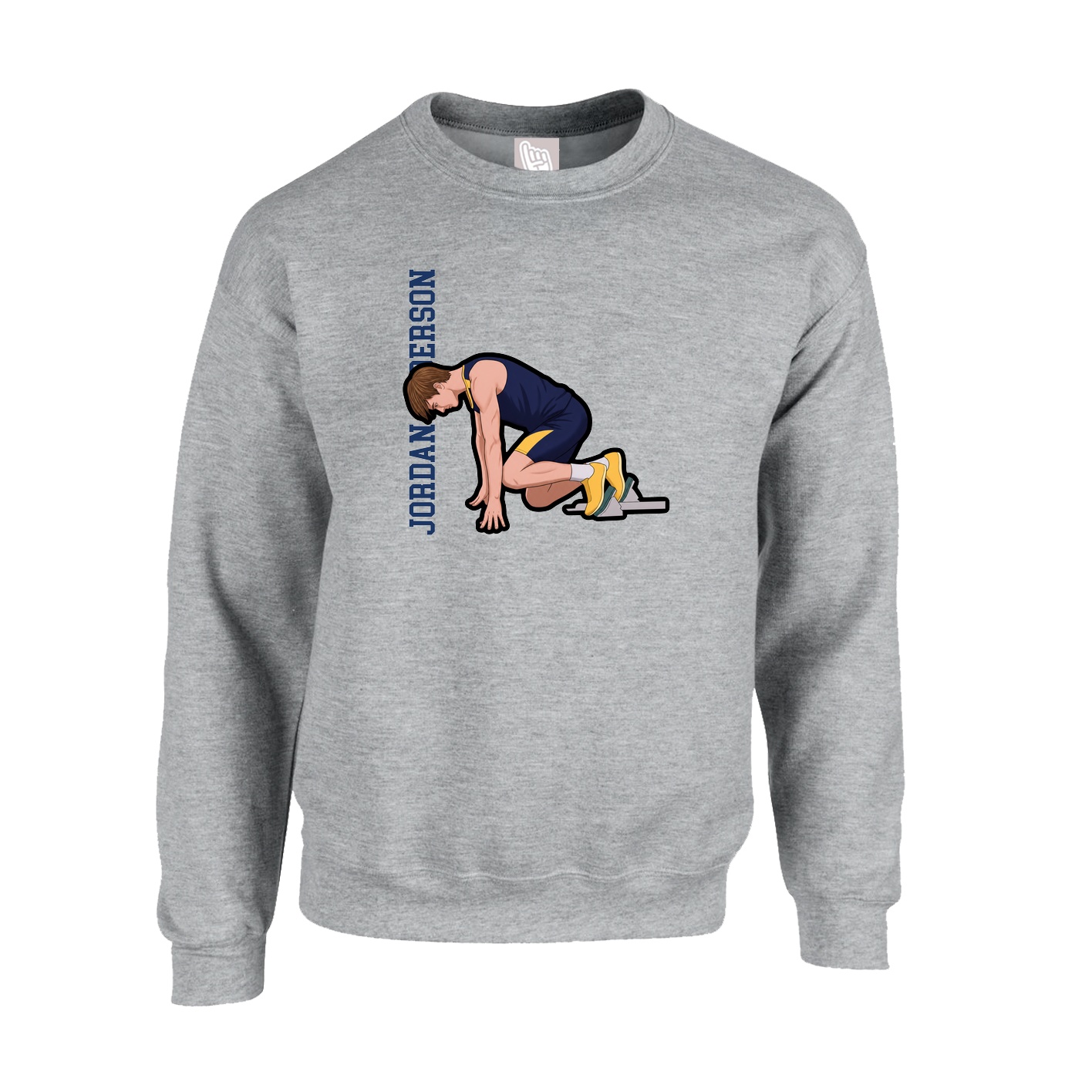 Fleece Crew — Name Vertical in Grey