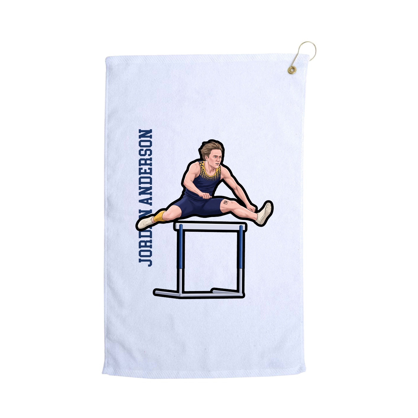 Golf Towel — Name Vertical in White