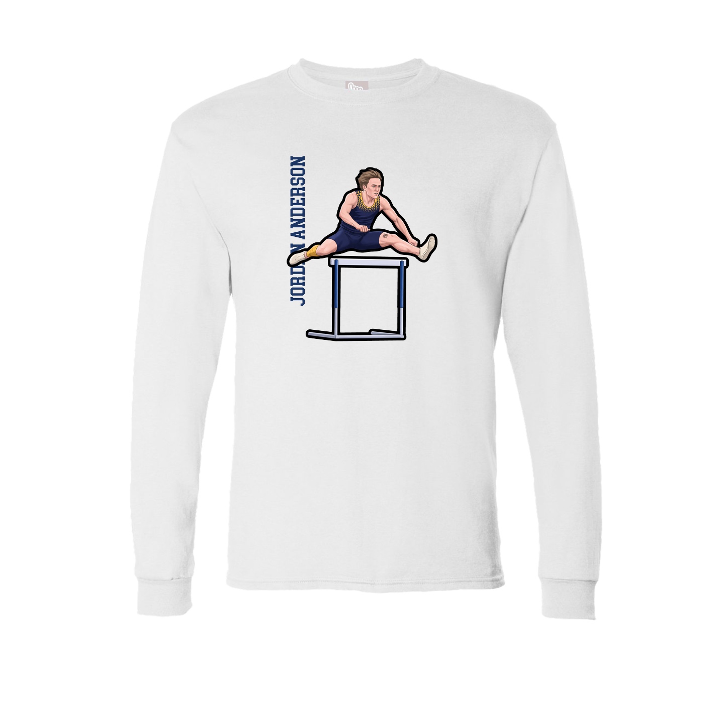 Long Sleeve Tee — Name Vertical in White