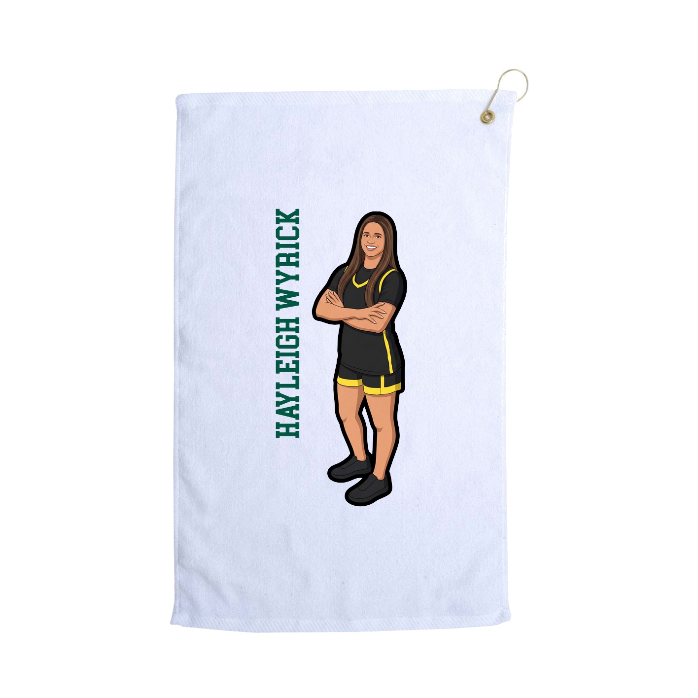 Golf Towel — Name Vertical in White
