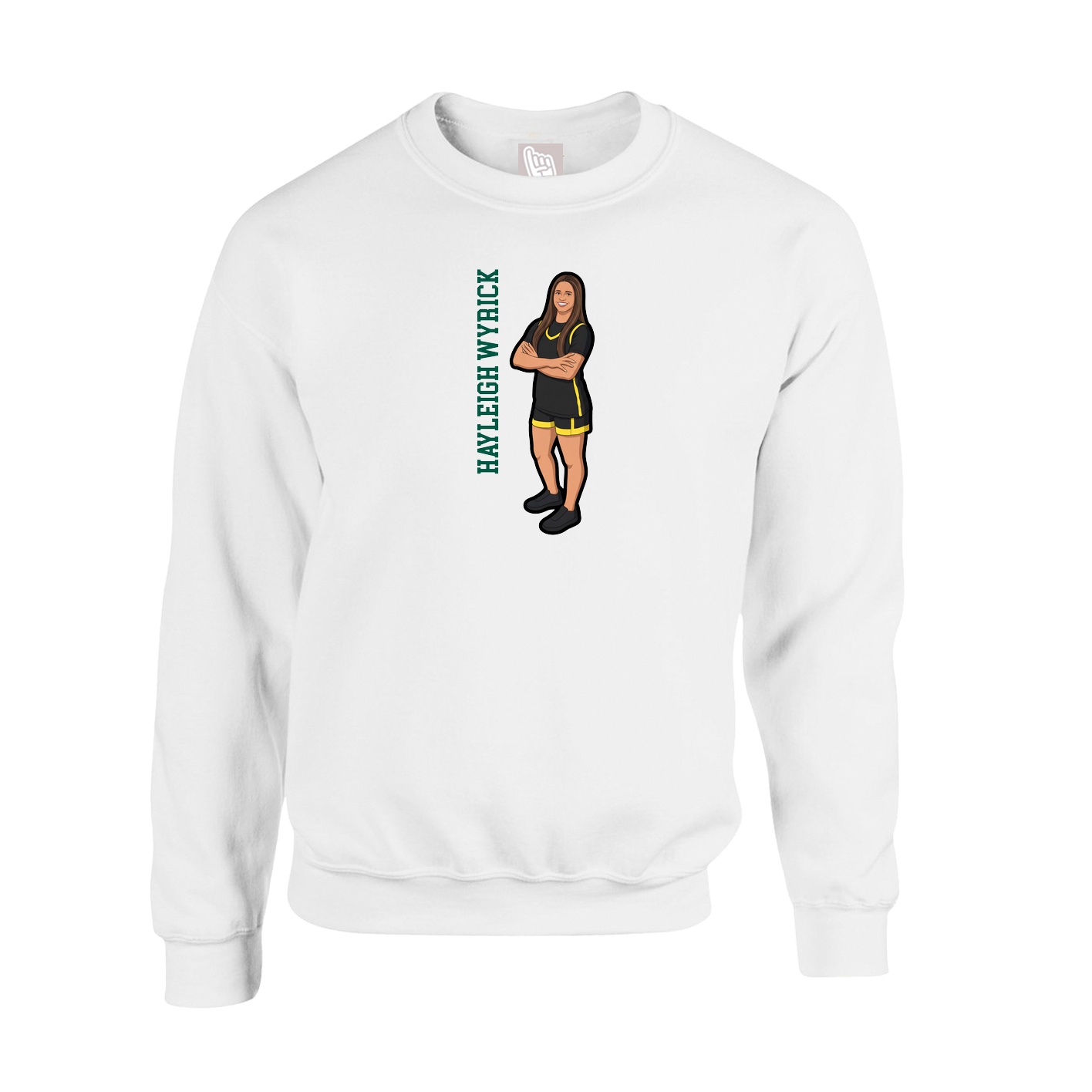 Fleece Crew — Name Vertical in White
