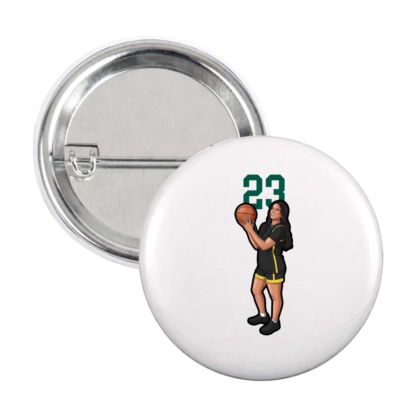 Game Day Button — Number Top in White
