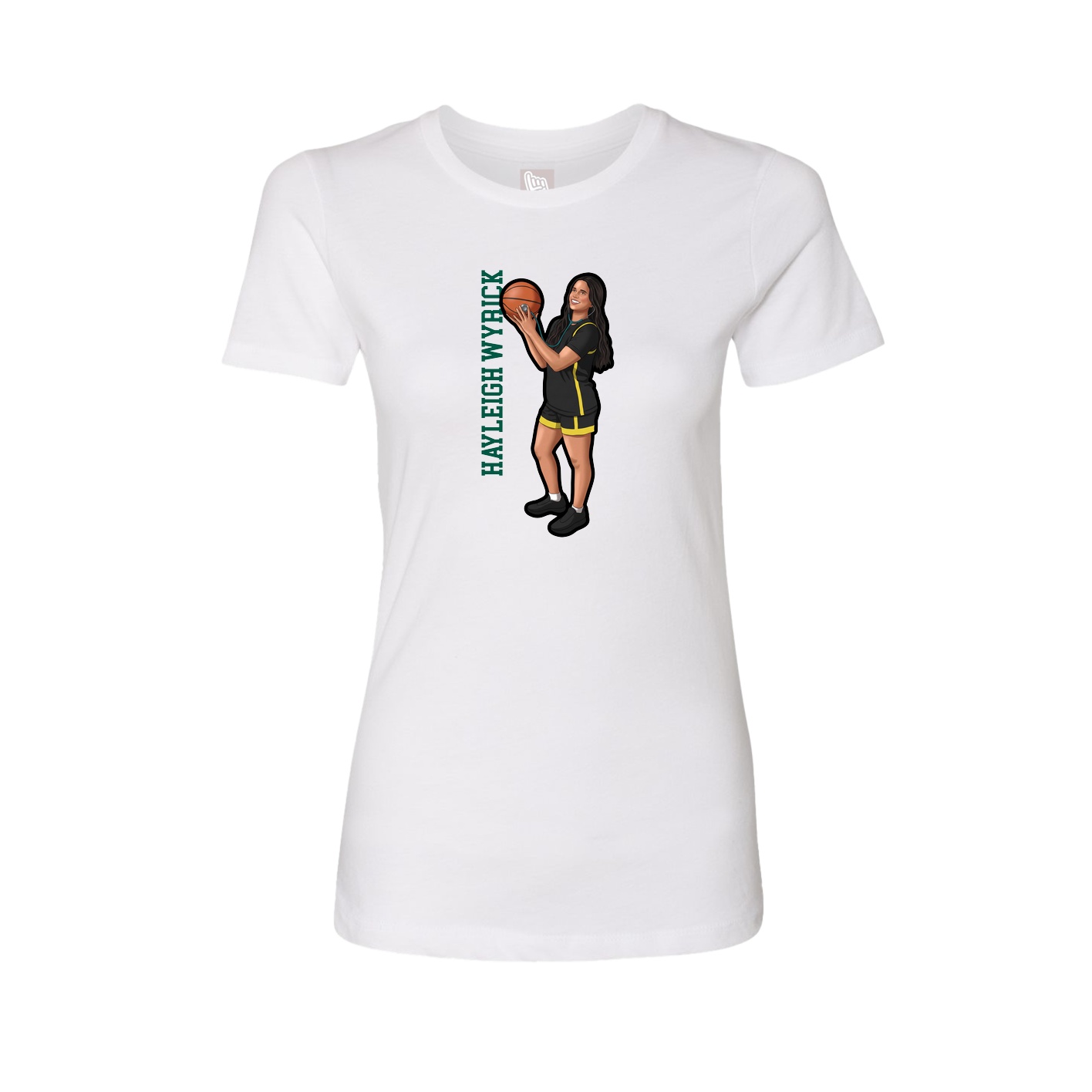 Fitted Women's Tee — Name Vertical in White