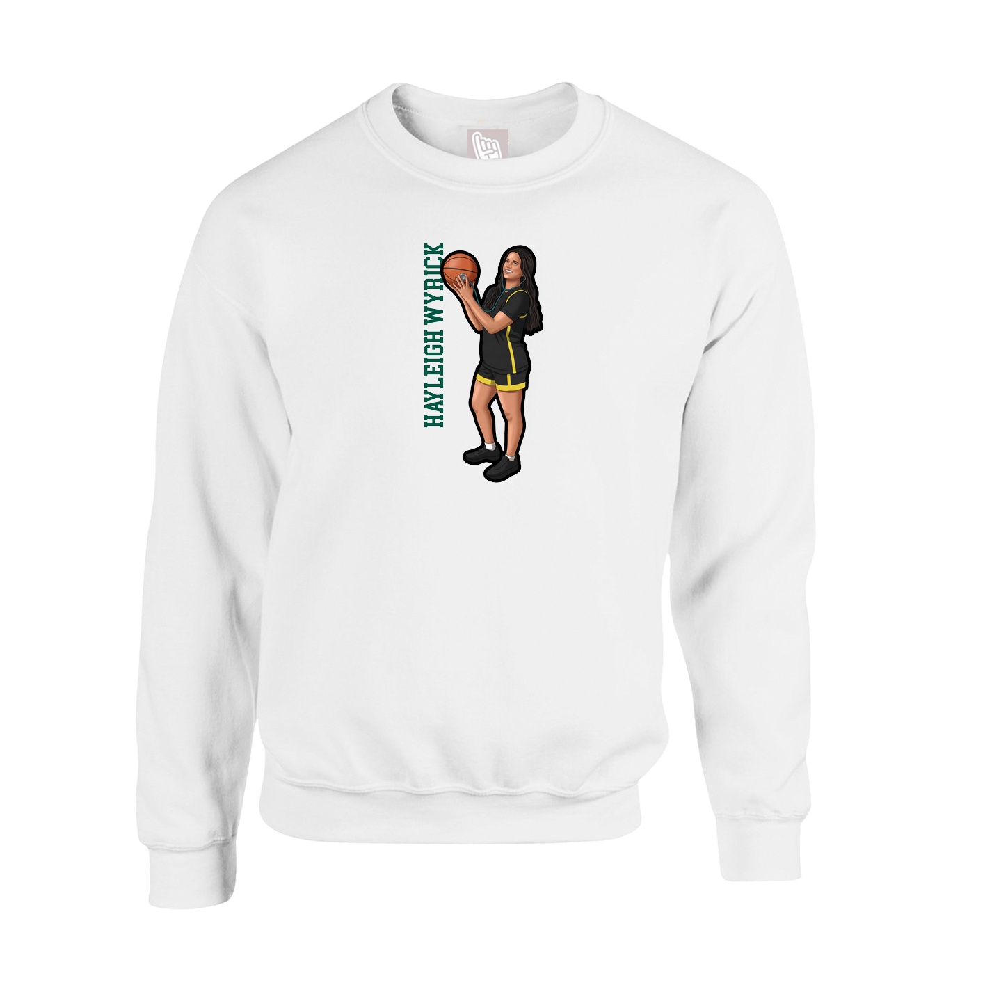 Fleece Crew — Name Vertical in White