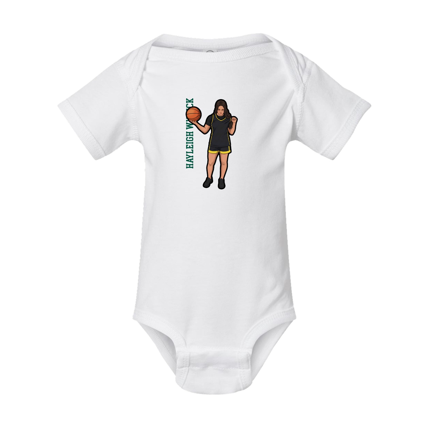 Baby Onesie — Name Vertical in White