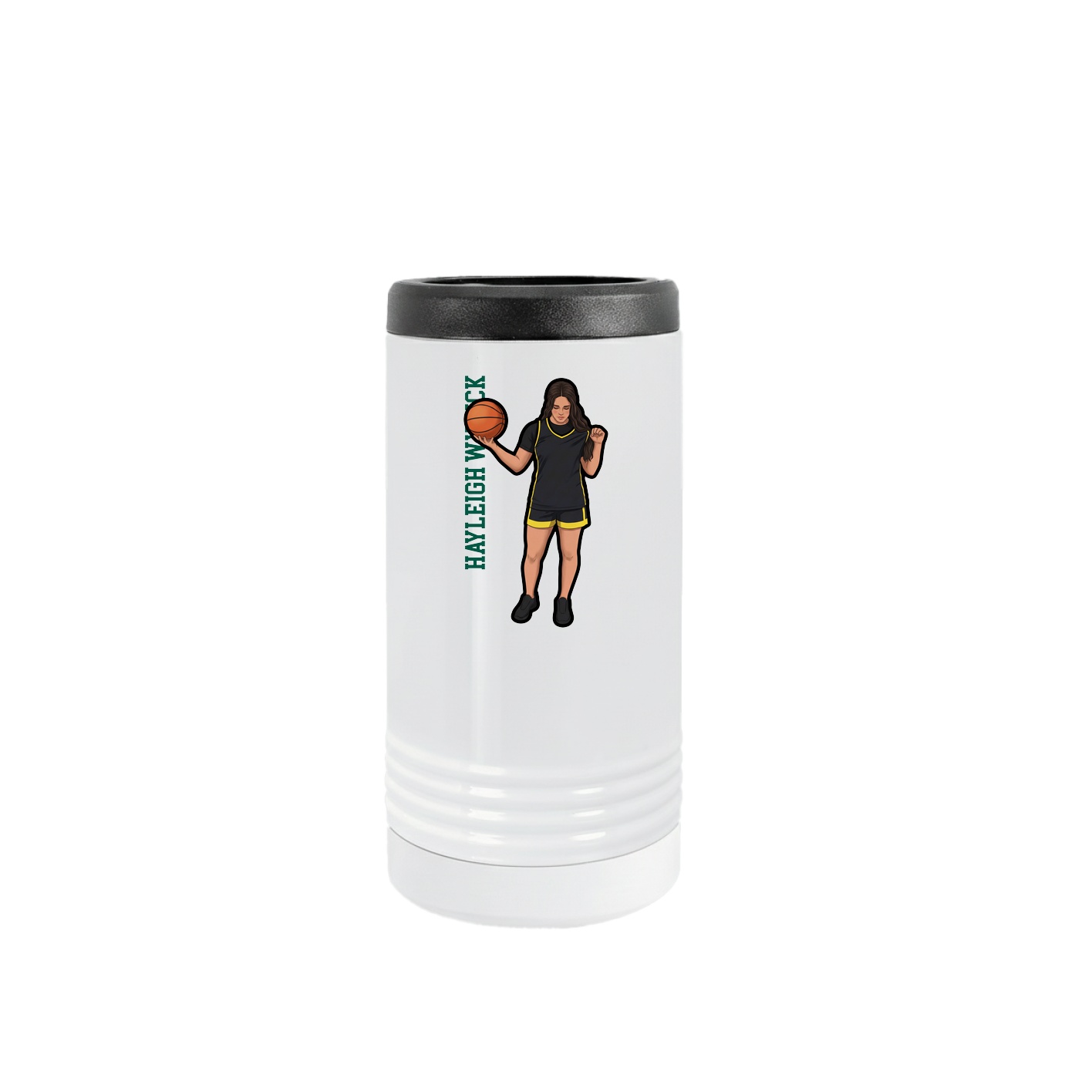 Slim Beverage Holder — Name Vertical in White