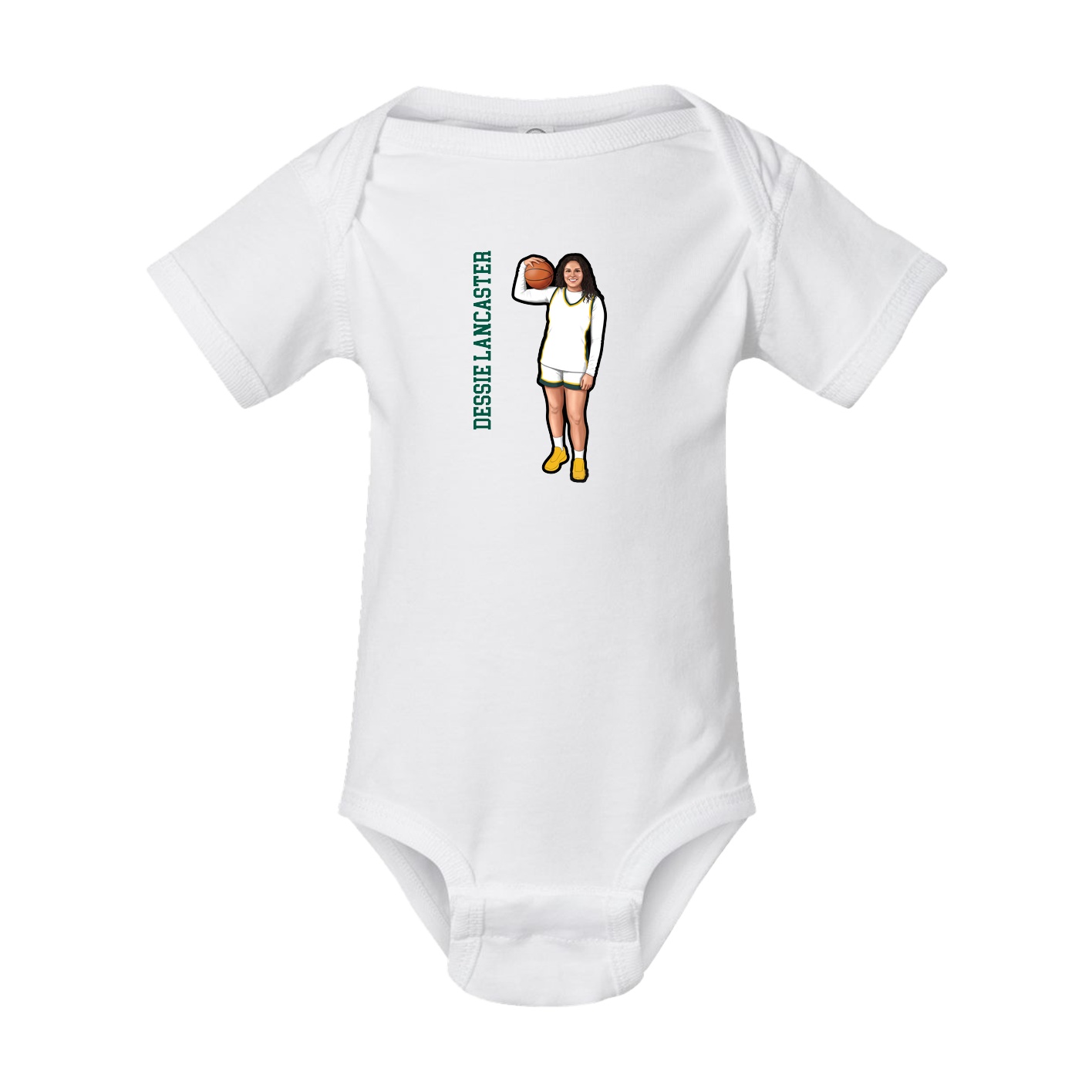 Baby Onesie — Name Vertical in White