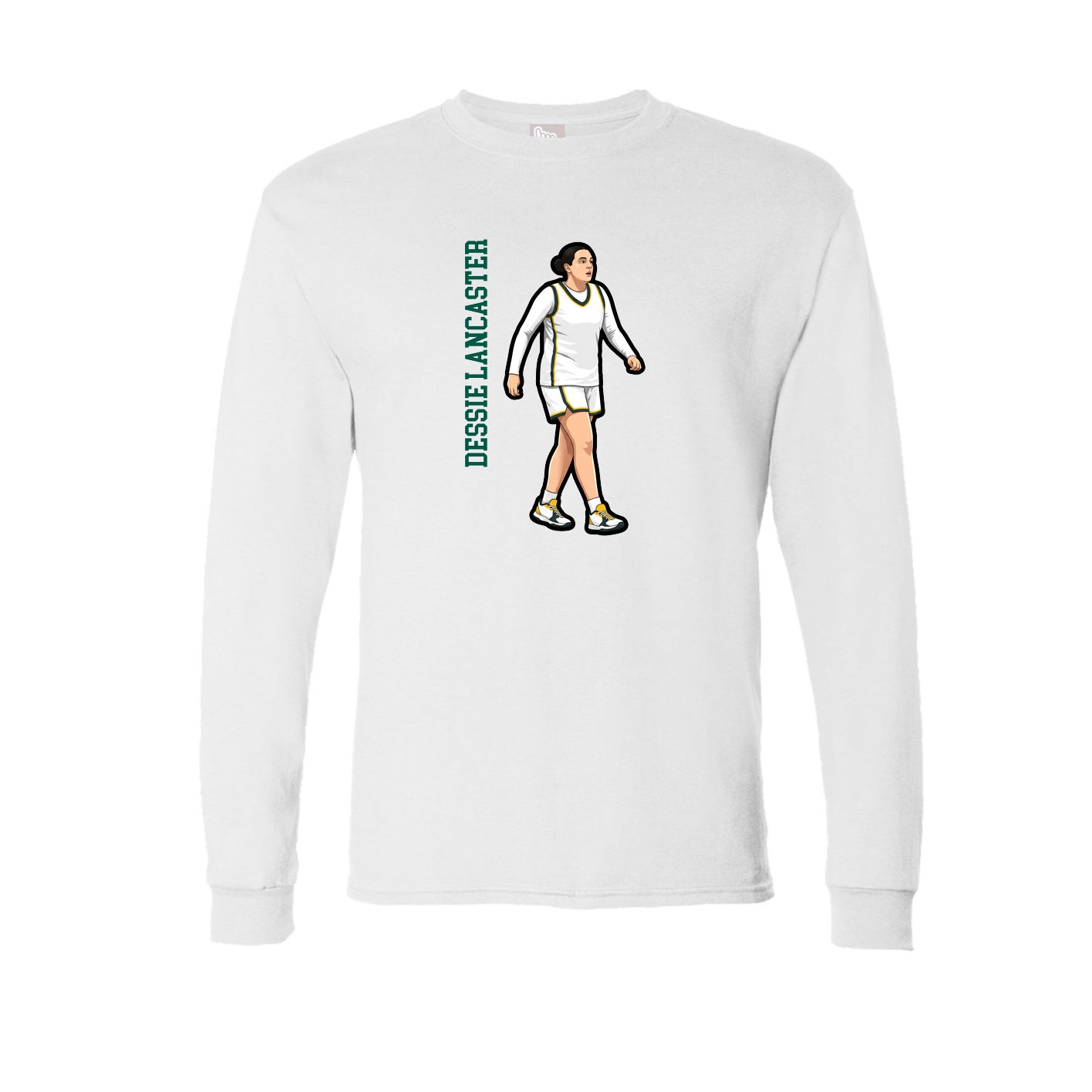 Long Sleeve Tee — Name Vertical in White