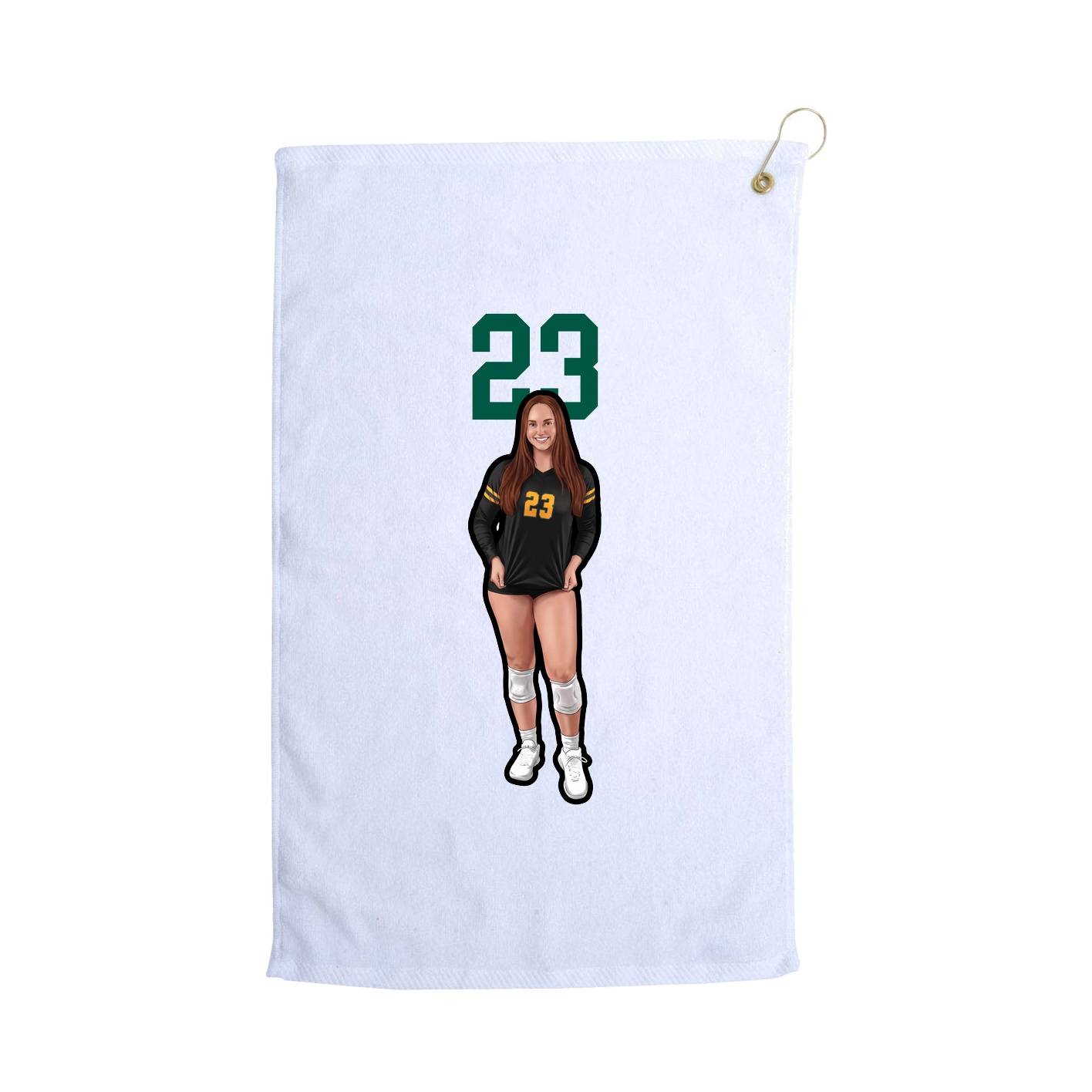 Golf Towel — Number Top in White