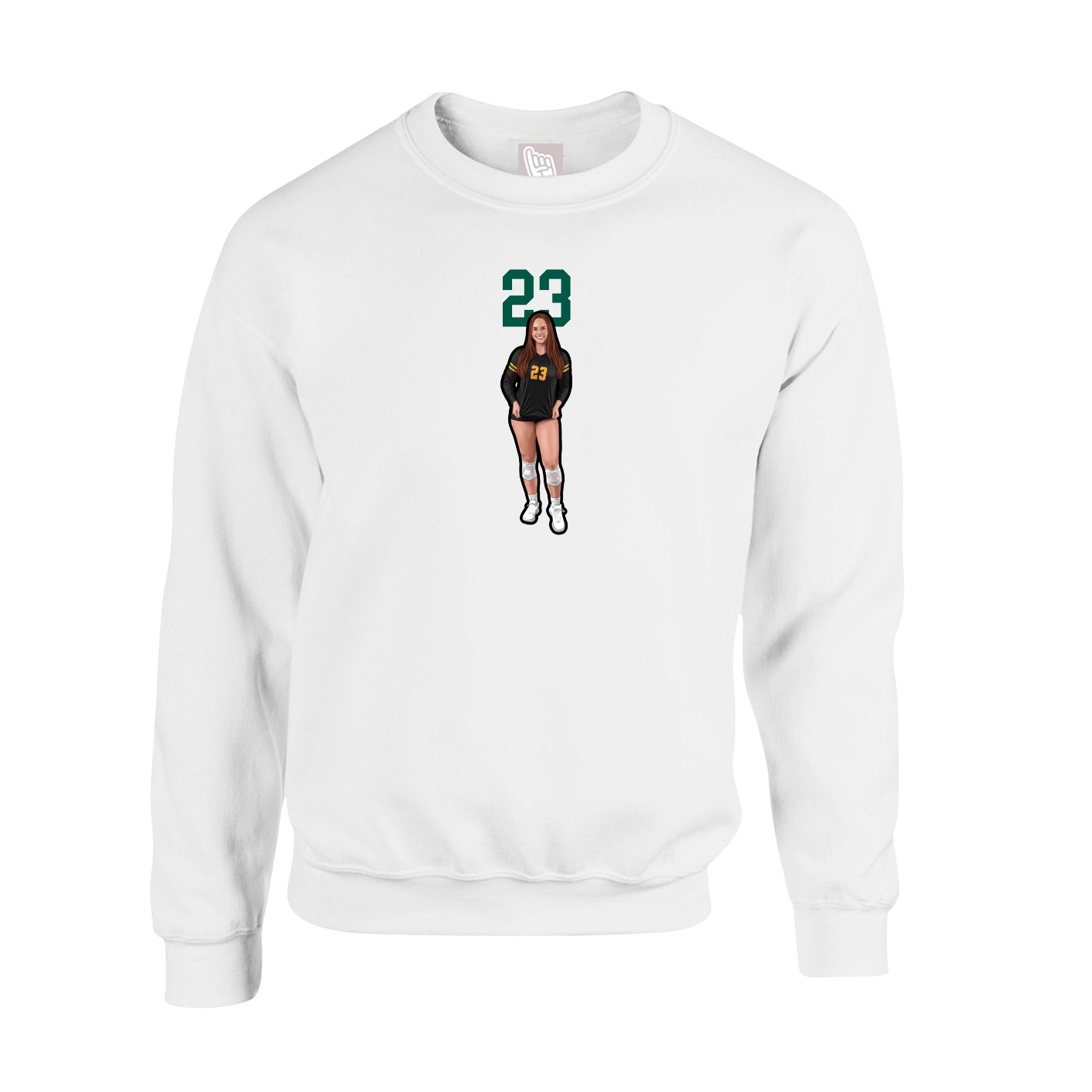 Fleece Crew — Number Top in White
